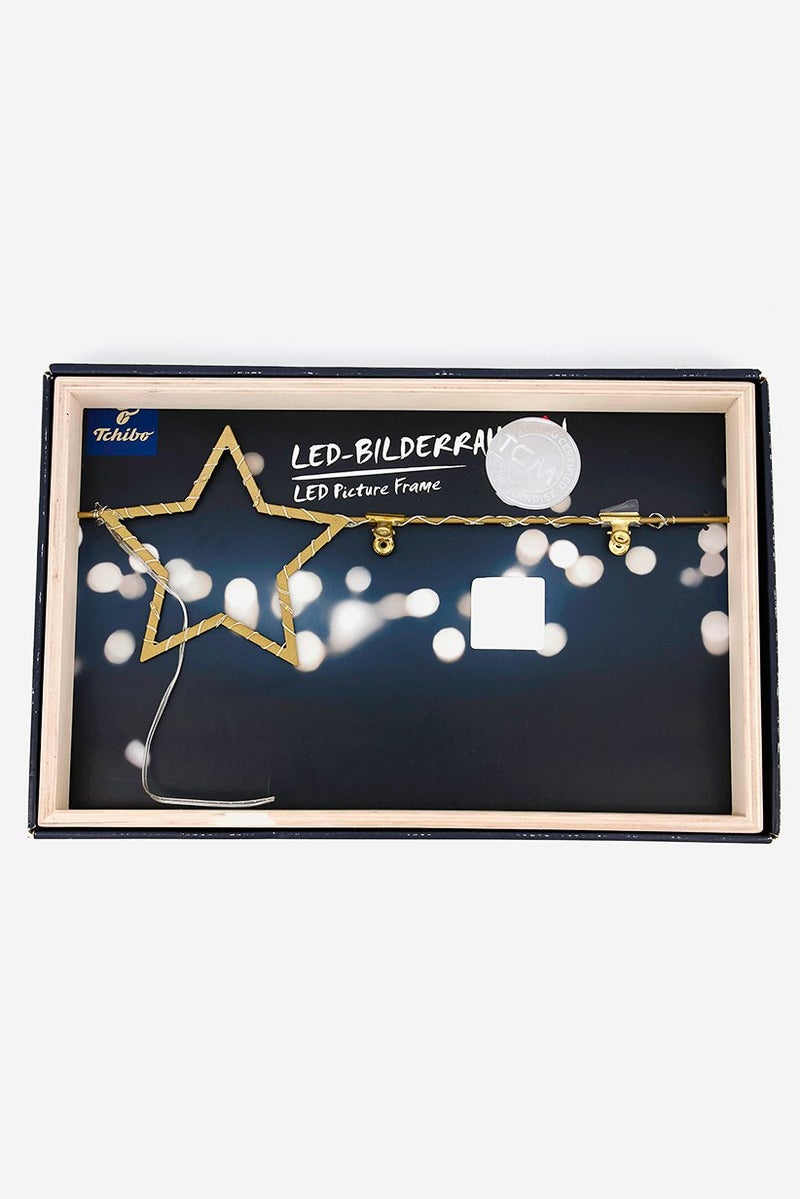 Tchibo Picture Frame With LED, Gold and Wood Combo - Image 4