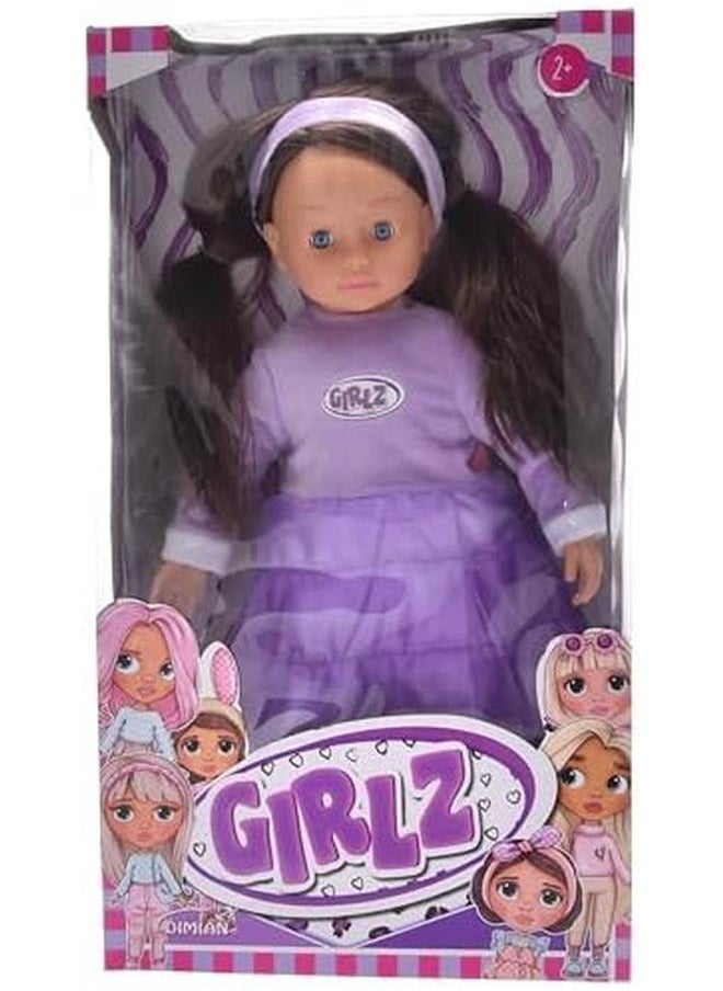 بامبولينا Girlz Fashion Doll 46 سم فستان بنفسجي شعر أسود مستقيم هدية مناسبة للأطفال والفتيات للأعمار من 2 سنة فما فوق  - Image 2