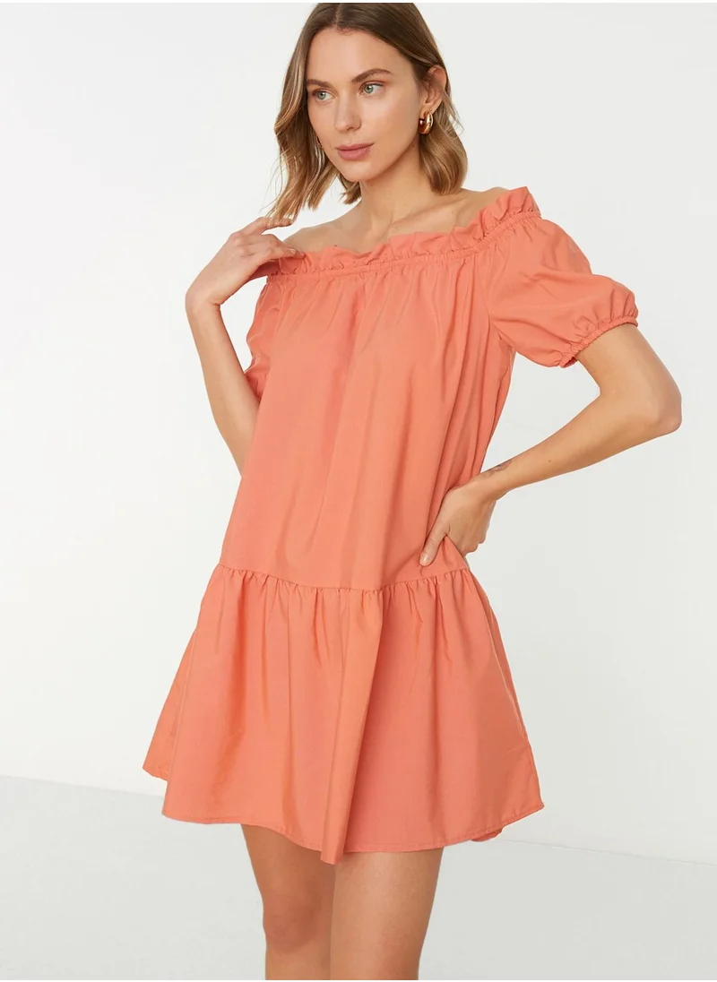 trendyol Bardot Puff Sleeve Dress