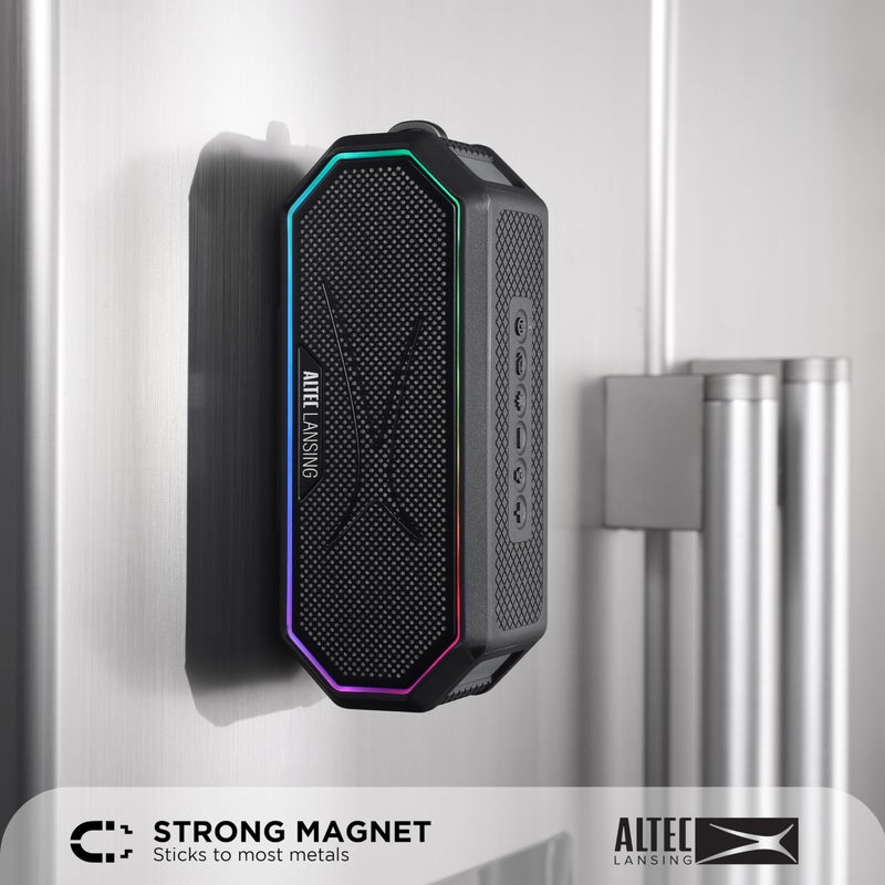 Altec Lansing Magnetic Bluetooth Speaker HYDRAJOLT 2.0, Waterproof IP67, 12W Output Power, 16H Battery, Multicolor LED, 100ft Wireless Range, Voice Assistant, USB-C Quick Charge - Image 3