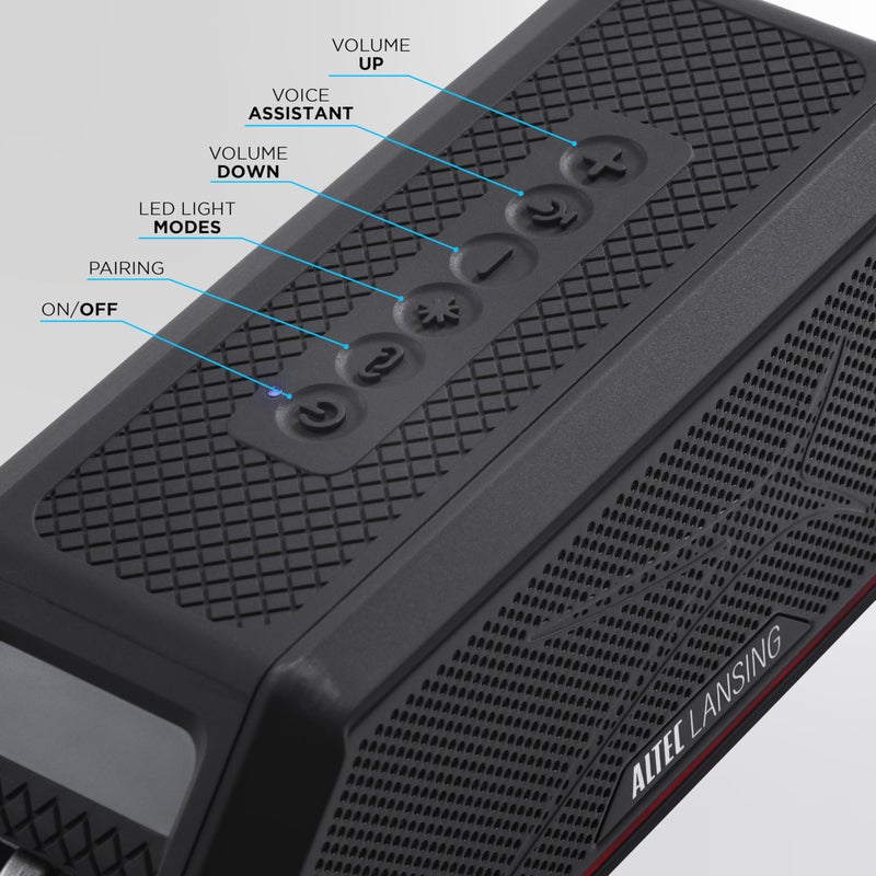 Altec Lansing Magnetic Bluetooth Speaker HYDRAJOLT 2.0, Waterproof IP67, 12W Output Power, 16H Battery, Multicolor LED, 100ft Wireless Range, Voice Assistant, USB-C Quick Charge - Image 4
