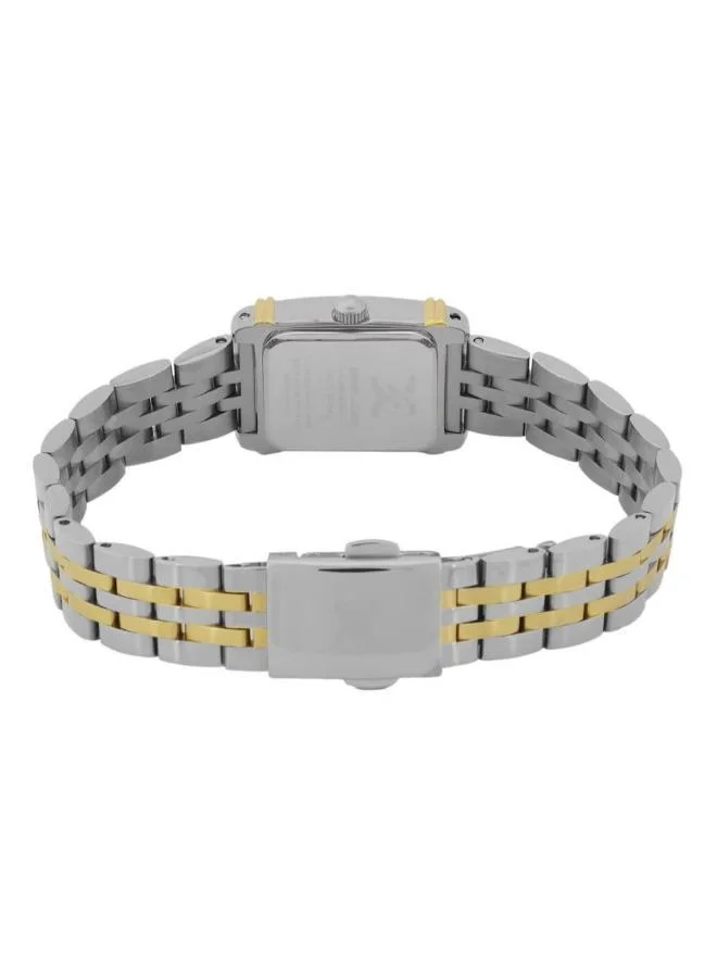 DANIEL KLEIN Women's Stainless Steel Silver and Gold Alloy Case Analog Dark Green Square Emboss Dial Japanese Quartz Premium 30 Meters Water Resistant