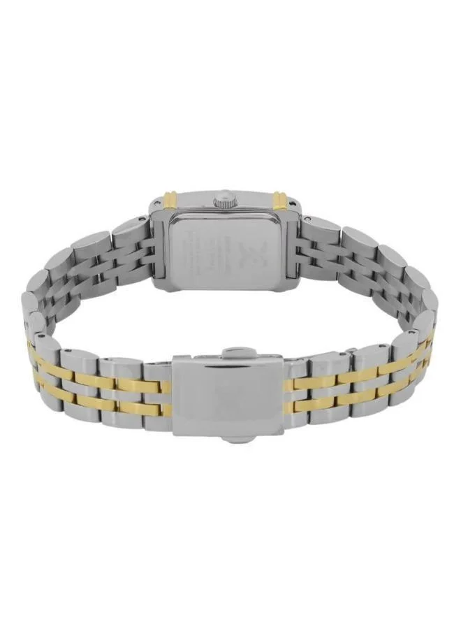 Daniel Klein Women's Stainless Steel Silver and Gold Alloy Case Analog Dark Green Square Emboss Dial Japanese Quartz Premium 30 Meters Water Resistant