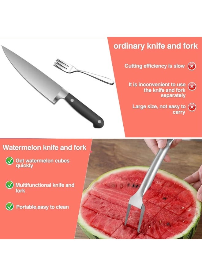Watermelon Cutter，2-in-1 Stainless Steel Fruit Cutter, 2025 New Upgrade Dual Head Watermelon Fork Slicer Tool, Summer Fruit Cutting Home Kitchen Gadgets (2Pcs) - Image 4
