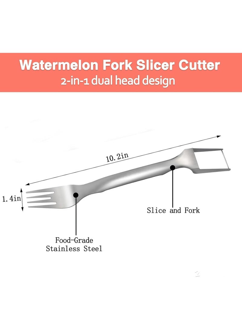 Watermelon Cutter，2-in-1 Stainless Steel Fruit Cutter, 2025 New Upgrade Dual Head Watermelon Fork Slicer Tool, Summer Fruit Cutting Home Kitchen Gadgets (2Pcs) - Image 3