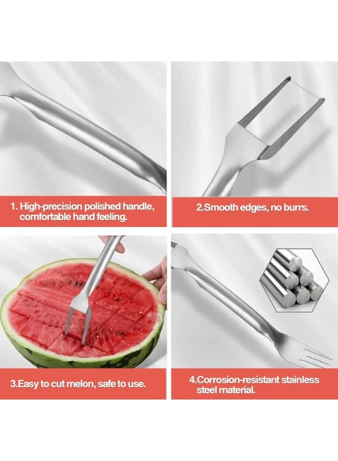 Watermelon Cutter，2-in-1 Stainless Steel Fruit Cutter, 2025 New Upgrade Dual Head Watermelon Fork Slicer Tool, Summer Fruit Cutting Home Kitchen Gadgets (2Pcs) - Image 5