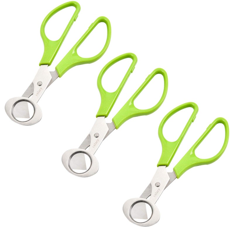 Calary 3Pcs Quail Egg Cutter Scissors Kitchen Egg Shears Tool Green