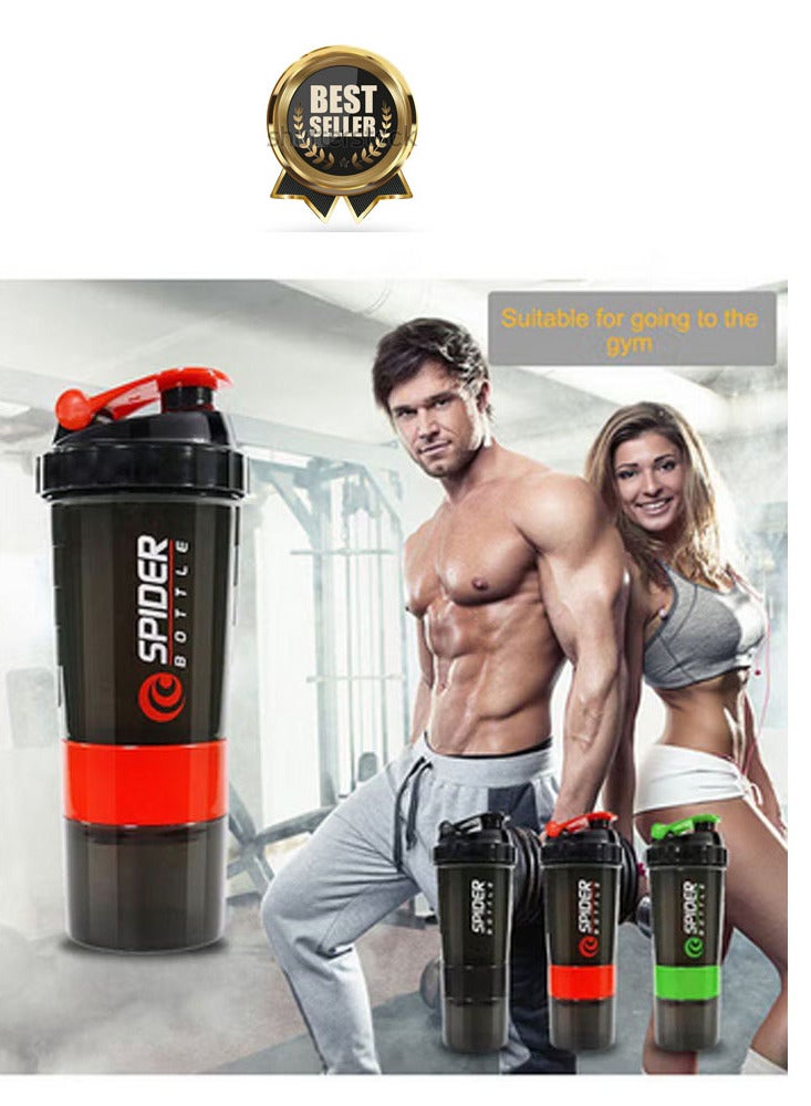 SPIDER BOTTLE Potein Shaker Bottles For Protein Mixes Spider Blender Bottle, 2 Twist On Cups For Protein Organizer Gym Bottle 500ml Multicolor - Image 1