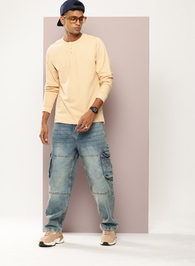 Dillinger Men Regular Fit Pique Fabric Henley T-Shirt - Image 4