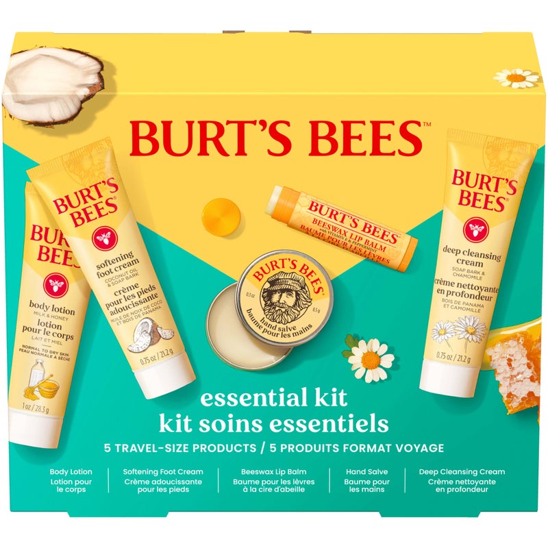 Burt's Bees Burts Bees Mothers Day Gifts Ideas Essentials Everyday Set 5 Travel Size Products Deep Cleansing Cream Hand Salve Body Lotion Foot Cream and Original Lip Balm - Image 3