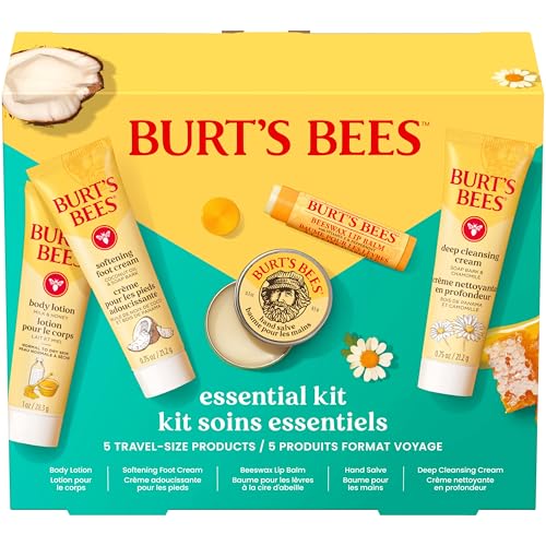 Burt's Bees Burts Bees Mothers Day Gifts Ideas Essentials Everyday Set 5 Travel Size Products Deep Cleansing Cream Hand Salve Body Lotion Foot Cream and Original Lip Balm - Image 1