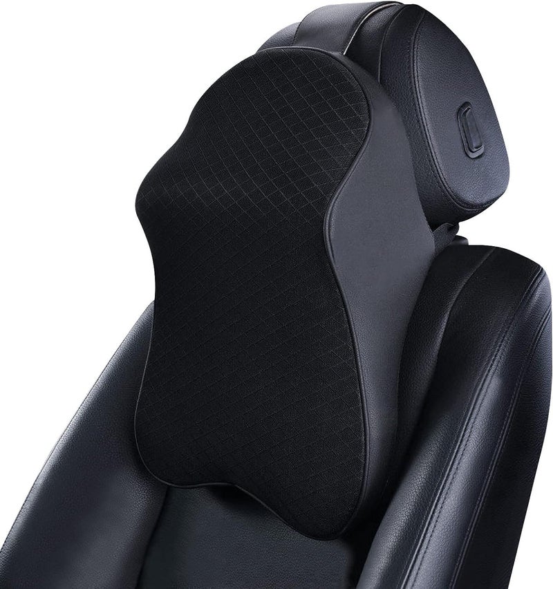 ECAPT Memory Foam Car Seat Cushions Neck Pillow Headrest Cushion for Neck Pain Relief Cervical Washable Cover100 Pure Memory Foam in Office Driving Dark Black - Image 1