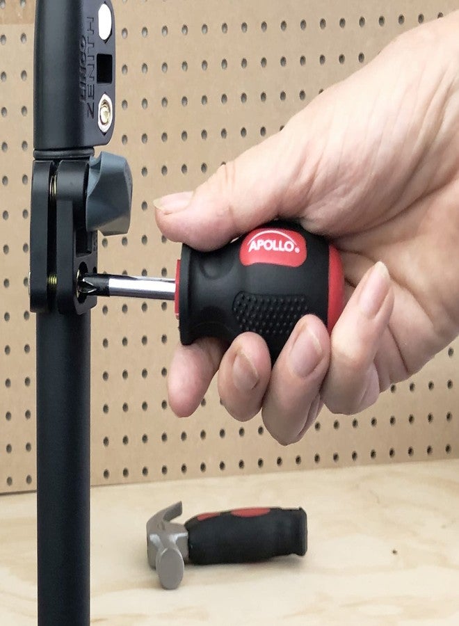 Apollo Tools 4 Piece Stubby Tool Set for Small Hands and Tight Spaces. Convenient and Compact Small Tool Set includes Mini Hammer, Mini Screwdriver Set and Mini Wrench - Red - DT0240 - Image 3