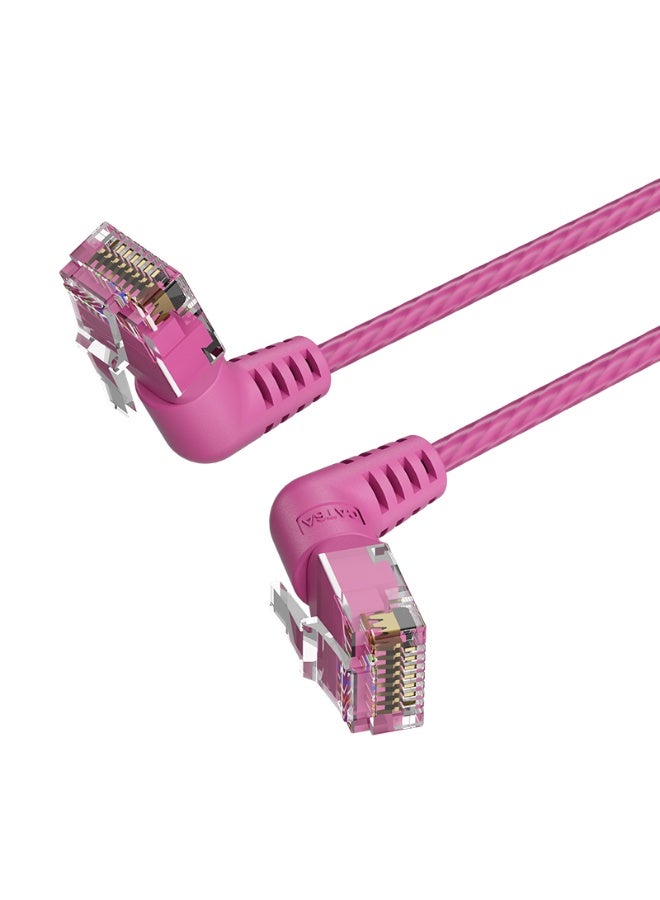 VENTION Cat6A UTP Rotate Right Angle Ethernet Patch Cable 0.5M Pink Slim Type Model # IBOPD - Image 1