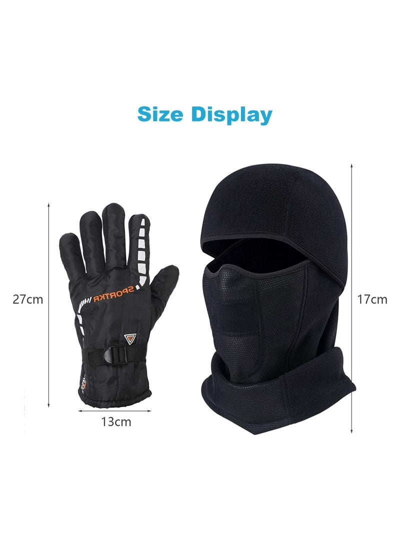 Zikra Balaclava Ski Mask Bicycle Motorcycle Balaclava Windproof Bike Face Masks Warm Breathable Balaclavas Winter Fleece Neck Warmer with Anti-Slip Thermal Gloves for Cycling Hiking Outdoor Unisex - Image 5
