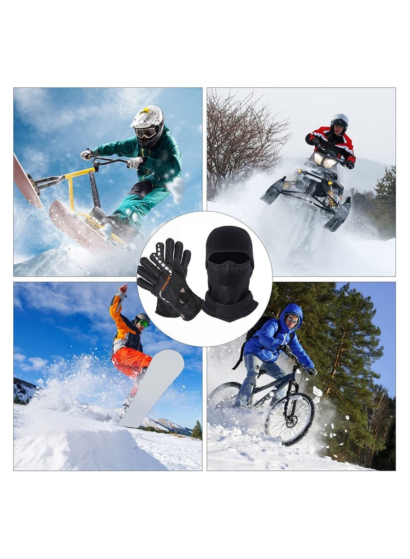 Zikra Balaclava Ski Mask Bicycle Motorcycle Balaclava Windproof Bike Face Masks Warm Breathable Balaclavas Winter Fleece Neck Warmer with Anti-Slip Thermal Gloves for Cycling Hiking Outdoor Unisex - Image 4
