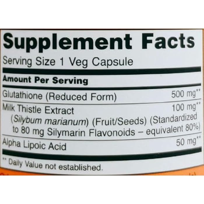 now - Glutathione Cellular Antioxidant 500 mg. - 60 Vegetarian Capsules - Image 4
