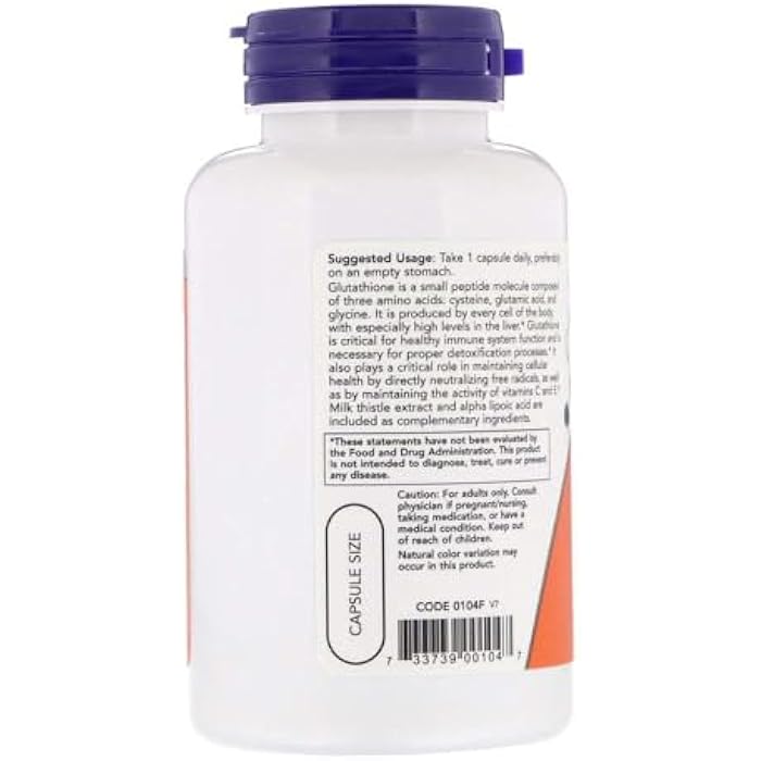 now - Glutathione Cellular Antioxidant 500 mg. - 60 Vegetarian Capsules - Image 3