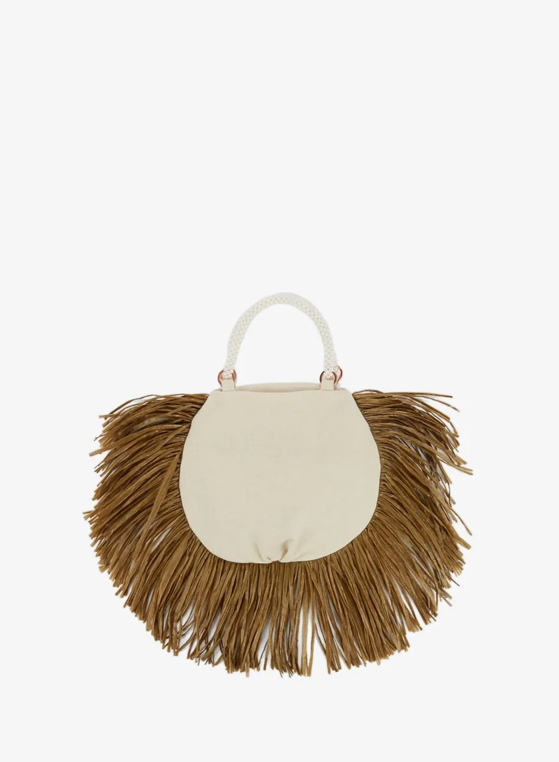 0711 تبليسي حقيبة يد آني بيضاء بحلي لؤلؤ على المقبض