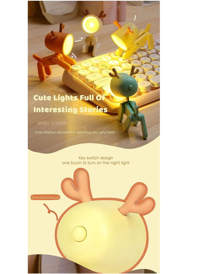 Generic - Night Light, Rabbit Dinosaur LED Night Light, Adjustable Phone Holder, Kids Student Portable Reading Table Night Light (Pink Spotted Deer) - Image 1