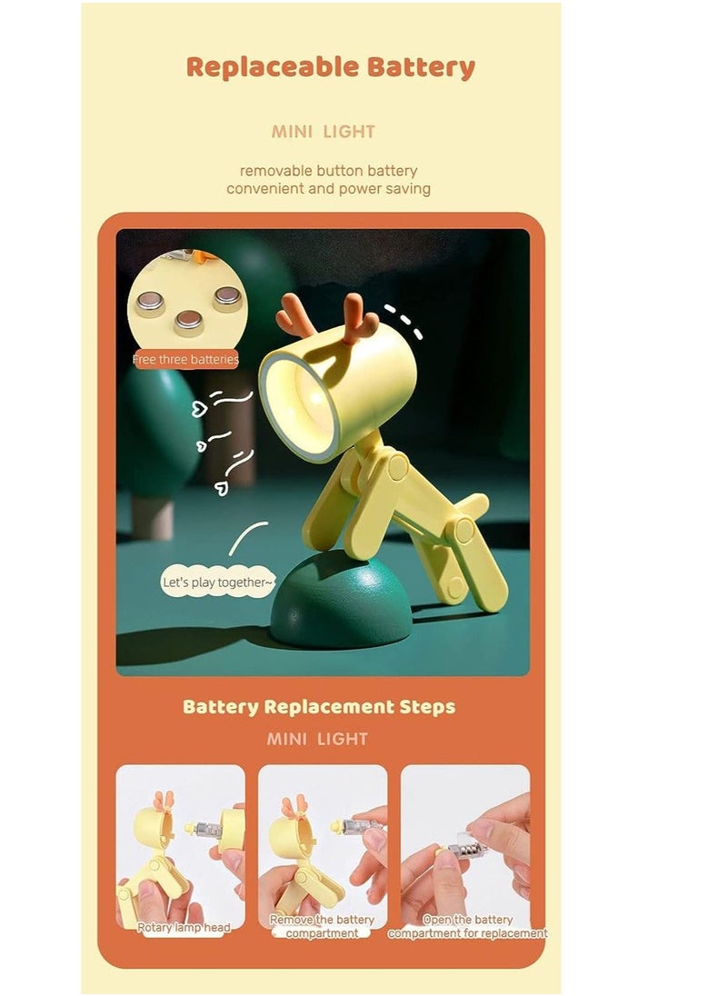 Generic - Night Light, Rabbit Dinosaur LED Night Light, Adjustable Phone Holder, Kids Student Portable Reading Table Night Light (Pink Spotted Deer) - Image 1