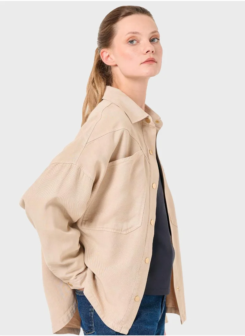 جيمي كي Denim Button Detail Jacket