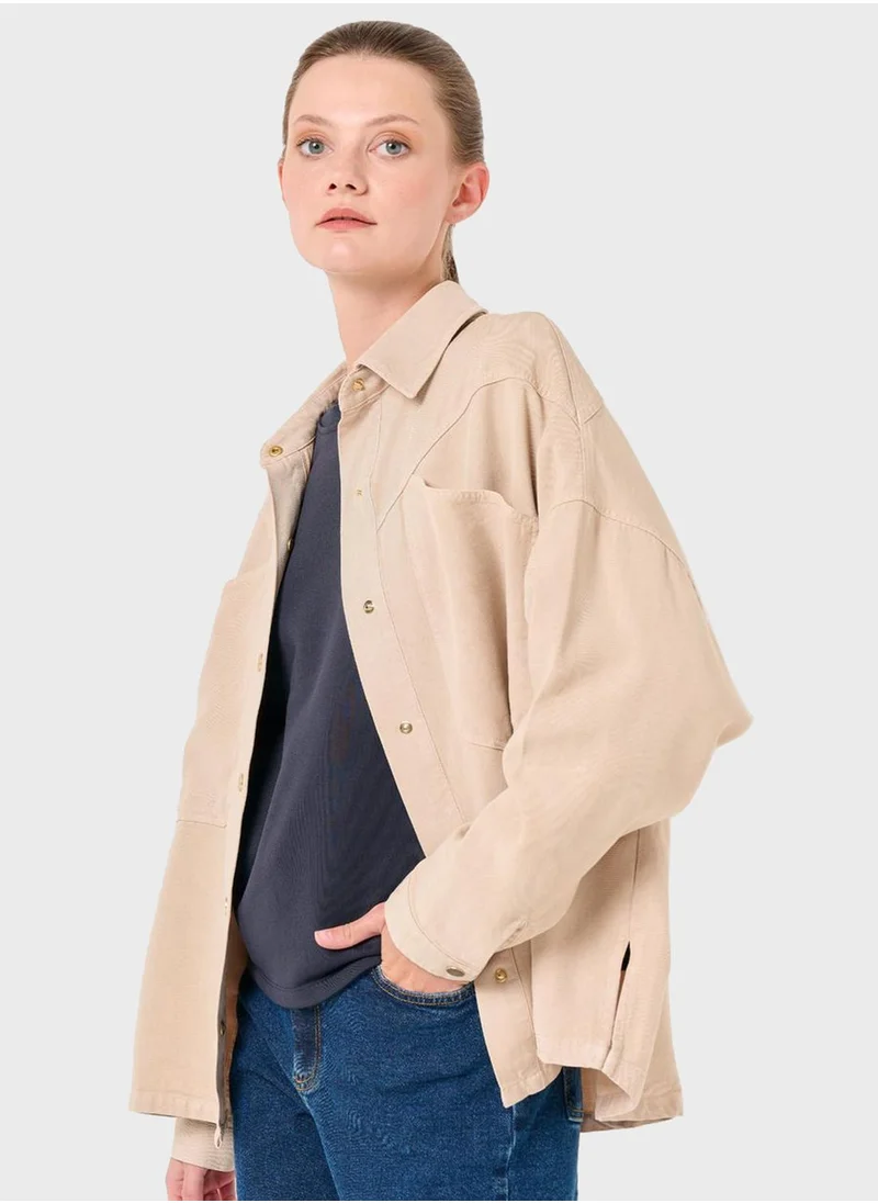 جيمي كي Denim Button Detail Jacket