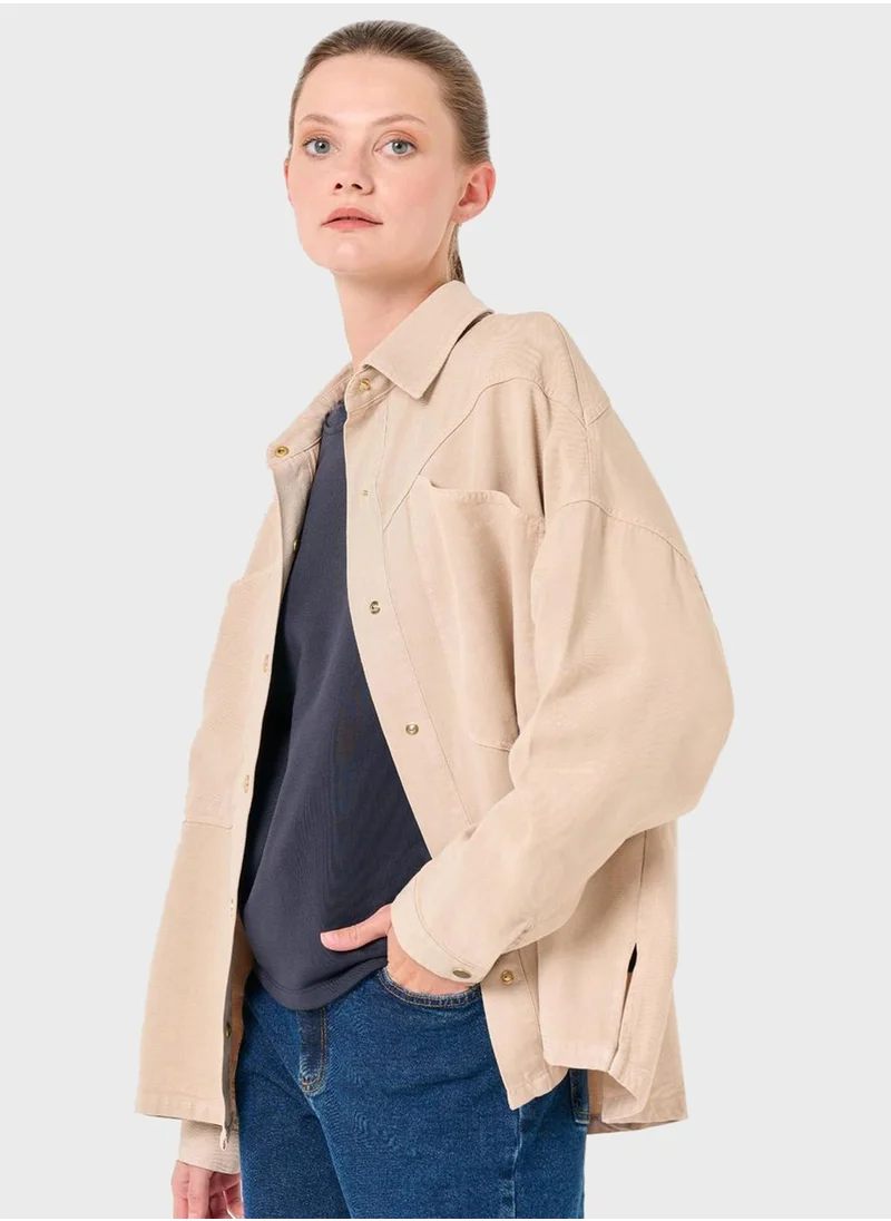 جيمي كي Denim Button Detail Jacket