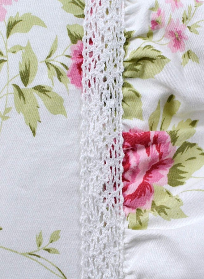 فادفاي أغطية وسائد FADFAY بنقشة زهور وردية أنيقة، بنمط ريفي فاخر، مزينة بكشكشة دانتيل عتيقة، مقاس قياسي 19 بوصة × 29 بوصة - Image 4