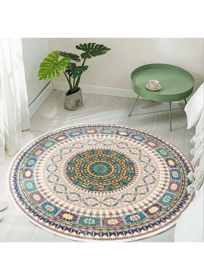 WAOKN Round Rugs for Living Room Area Rugs, 100 cm Round European Vintage Persian Carpet, Bohemian Style Soft Non-slip Floor Mat, for Living Room, Bedroom, Corridor, Office Entrance, Foyer  - Image 4