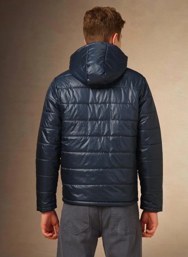 Dennis Lingo Men's Navy 100% Polyester Solid Regular Fit Jacket