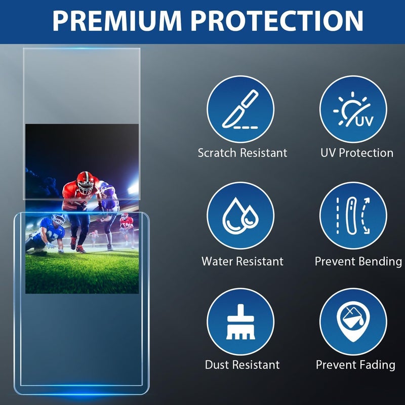 PJU 200 Hard Plastic Card Sleeves, Premium Baseball Card Protectors, 3"x 4" Trading Cards Sleeves, Sports Game Cards Holder Top Cases (100 Hard Sleeve + 100 Soft Sleeve) - Image 2