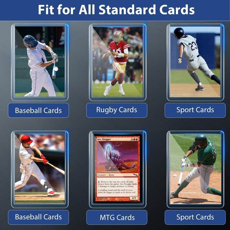 PJU 200 Hard Plastic Card Sleeves, Premium Baseball Card Protectors, 3"x 4" Trading Cards Sleeves, Sports Game Cards Holder Top Cases (100 Hard Sleeve + 100 Soft Sleeve) - Image 5