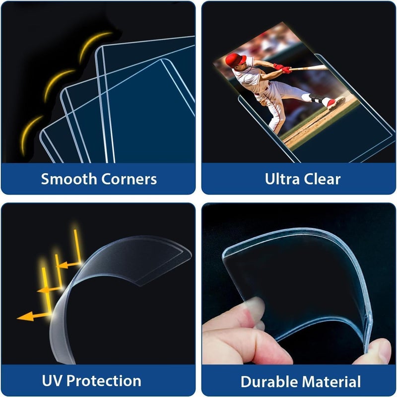 PJU 200 Hard Plastic Card Sleeves, Premium Baseball Card Protectors, 3"x 4" Trading Cards Sleeves, Sports Game Cards Holder Top Cases (100 Hard Sleeve + 100 Soft Sleeve) - Image 4