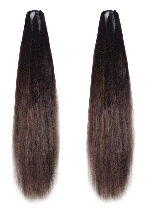 BLUSHIA Set of 2, 30 Inchs Brown Hair Parandi Choti Hair Extension For Womens/Girls