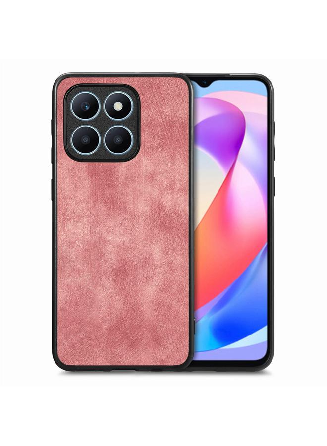 غطاء خلفي من الجلد العتيق لهاتف For Honor X6a (وردي)