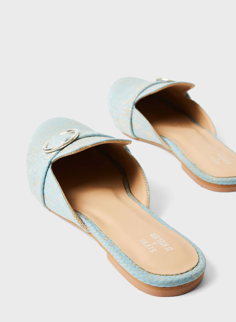 Sivvi x D'Atelier Buckle Detail Flat Mules - Image 3