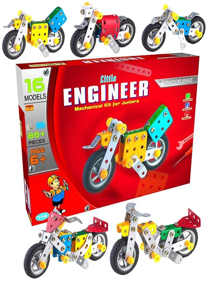 NISHCHAY ENTERPRISE Little Engineer Mechanical Kit Dhoom Bike for Juniors (16 Models | 86+ Piece) - Image 1