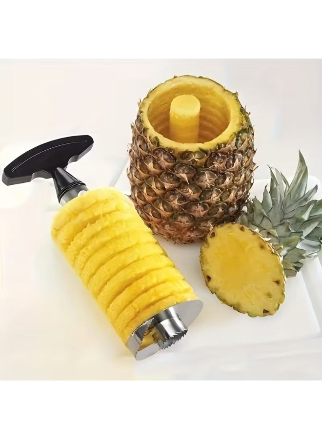 Goolsky 1pc Stainless Steel Pineapple Peeler & Corer - Effortless Core, Slice & Cut with Ergonomic Handle, Durable Kitchen Tool for Fresh Pineapple Prep, Easy-Clean Design for Home & Commercial Use, Pineapple Slicer, Food Preparation, Sleek Metallic Finish, Easyclean Material, Kitchen Accessorie, Kitchen Accessory, Mirabelle Stone Remover, Cherry Stone Remover, Cherry Pit Remover, Plum Stone Remover, Dry Lownica For Cherries And Plums, Fruit Stone Remover, Kitchen Gadget - Image 1