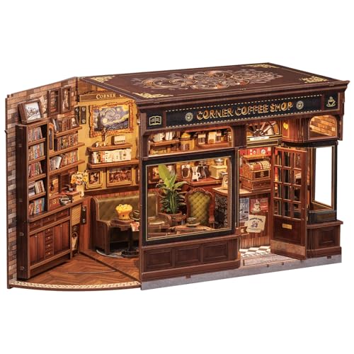 CUTEBEE Book Nook Kit DIY Miniature Dollhouse Kits for Adult and Teens 3D Wooden Puzzle Mini Booknook Tiny House Model Building Kit Decorative Bookend with LED Craft Gifts for Family Friends - Image 1