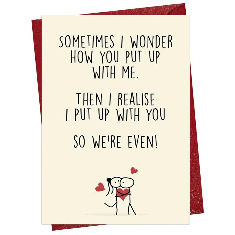 Cheerin Funny Anniversary Card with Envelopes - Humorous Love Cards for Him and Her - Romantic Card for Husband, Wife, Fiance, Boyfriend and Girlfriend - Hilarious Birthday Gift 5x8 Inch - Image 1