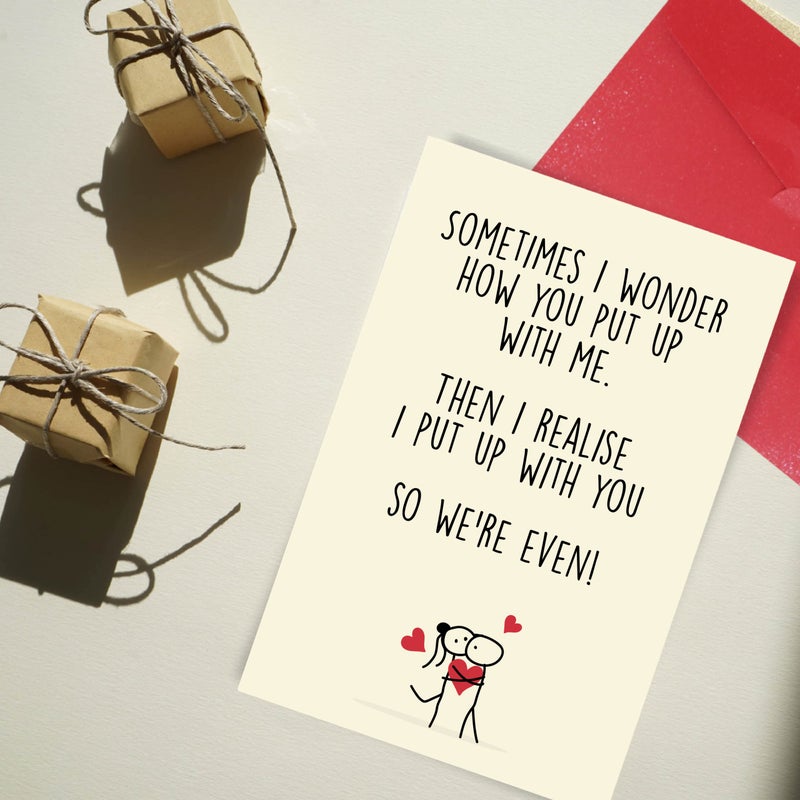 Cheerin Funny Anniversary Card with Envelopes - Humorous Love Cards for Him and Her - Romantic Card for Husband, Wife, Fiance, Boyfriend and Girlfriend - Hilarious Birthday Gift 5x8 Inch - Image 4