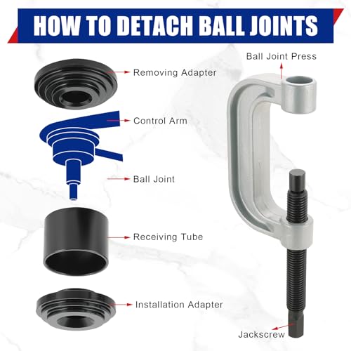NYXOVA Ball Joint Removal Installation Tool, Heavy Duty Ball Joint Press Kit & U Joint Removal Tool with 4 Wheel Drive Adapters for Most 2WD and 4WD Cars Light Trucks - Image 5