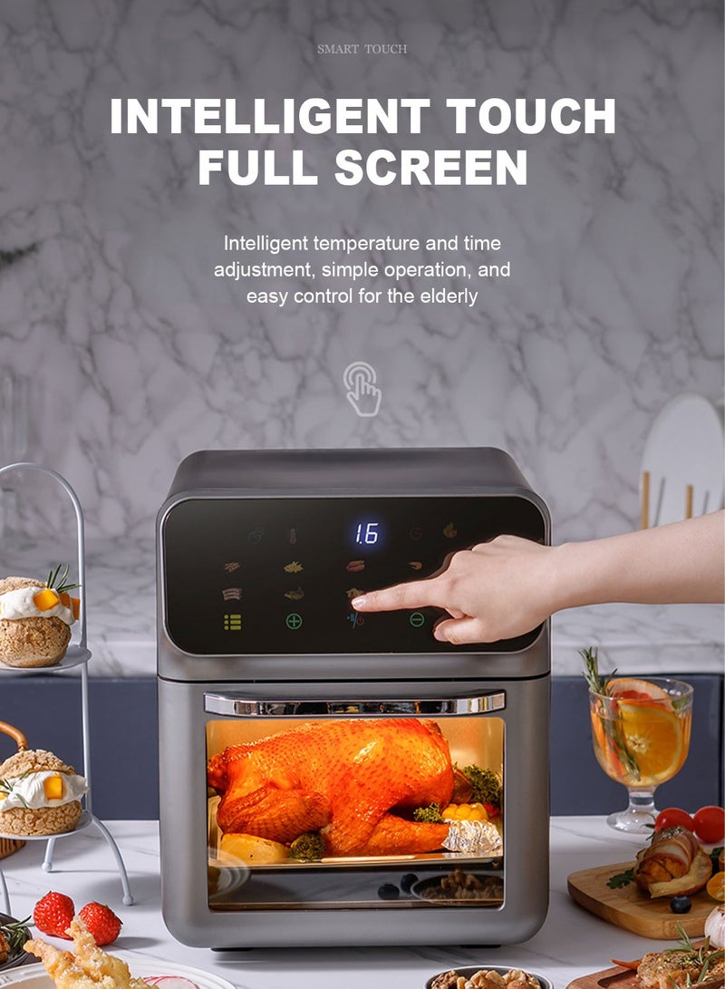 ET-LIFE Air Fryer 10L for Grilling, Broiling, Roasting, Baking and Toasting 10L 1350W FD-1015B Black - Image 2