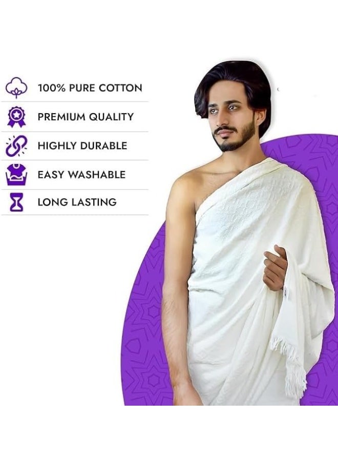 3 pcs set Men Clothing Hajj Umrah Ahram Ehram 100% Super Soft Non Allergic Cotton New Dry Fast Microfiber Woven Technology, WaterProof ahram's Belt, prayer mat. - Image 3