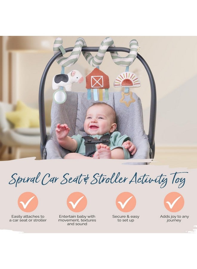Itzy Ritzy Spiral Car Seat & Stroller Activity Toy - Stroller & Car Seat Toys For Ages 0 Months And Up - Hanging Toys Include Dangling Ring, Mirror And Textured Ribbons (Farm)  - Image 3