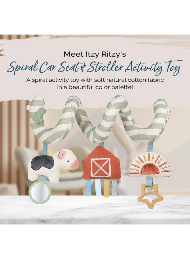Itzy Ritzy Spiral Car Seat & Stroller Activity Toy - Stroller & Car Seat Toys For Ages 0 Months And Up - Hanging Toys Include Dangling Ring, Mirror And Textured Ribbons (Farm)  - Image 2