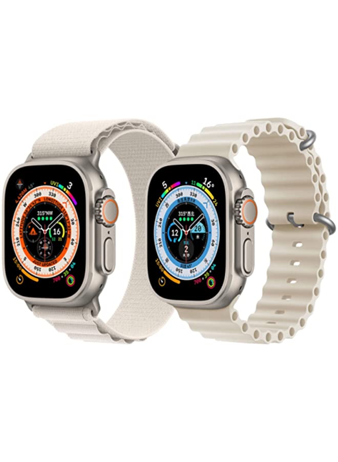 IAF Silicone Ocean Band Strap for Apple Watch Ultra 8 49mm White Single Color Strap with Red Single Color Strap Set of 2