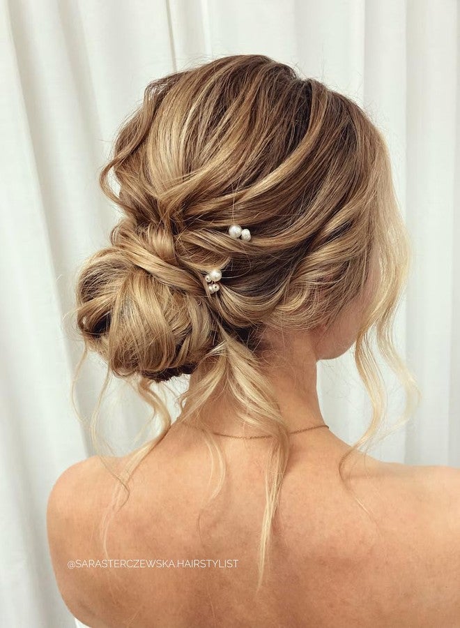 DHANABAPA 5 pcs Pearl hair pins, wedding pearl hair pins, Bridal hairpins, pearl bridal headpiece, wedding pearl Bridal hair piece, pearl bridesmaids hair piece, White pearls Hair Pin set - Gold. - Image 2