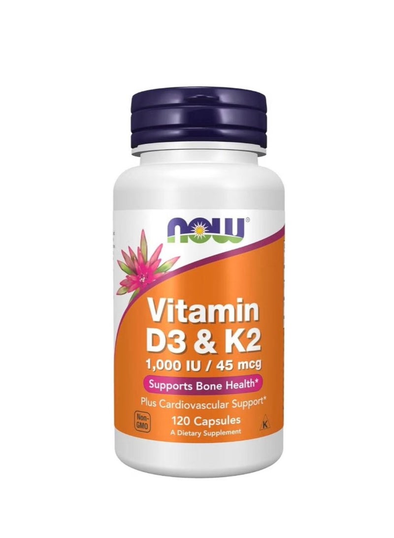 ناو NOW VITAMIN D3&K2 45 MCG CAP 120S - Image 1